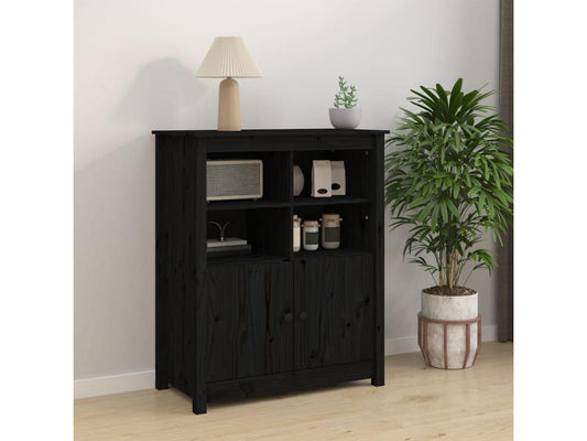 Buffet en bois massif, 83 x 41,5 x 100 cm, noir