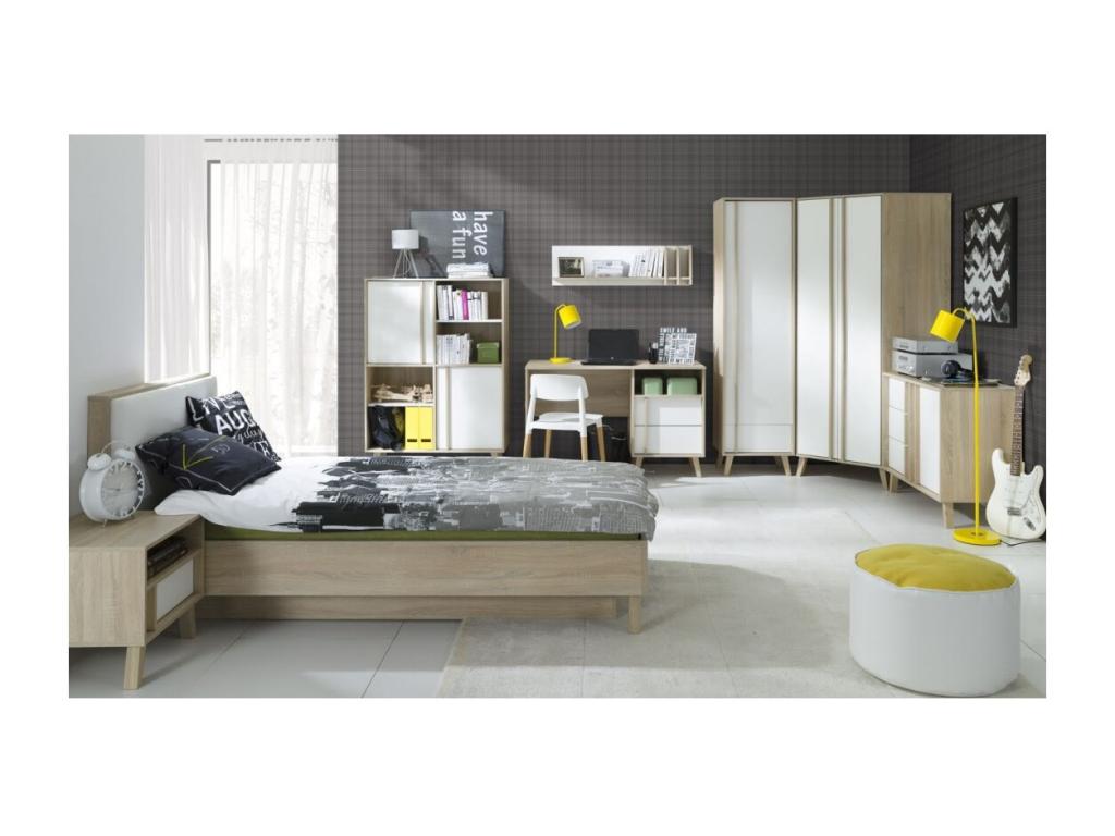 Commode à une porte en chêne, blanche