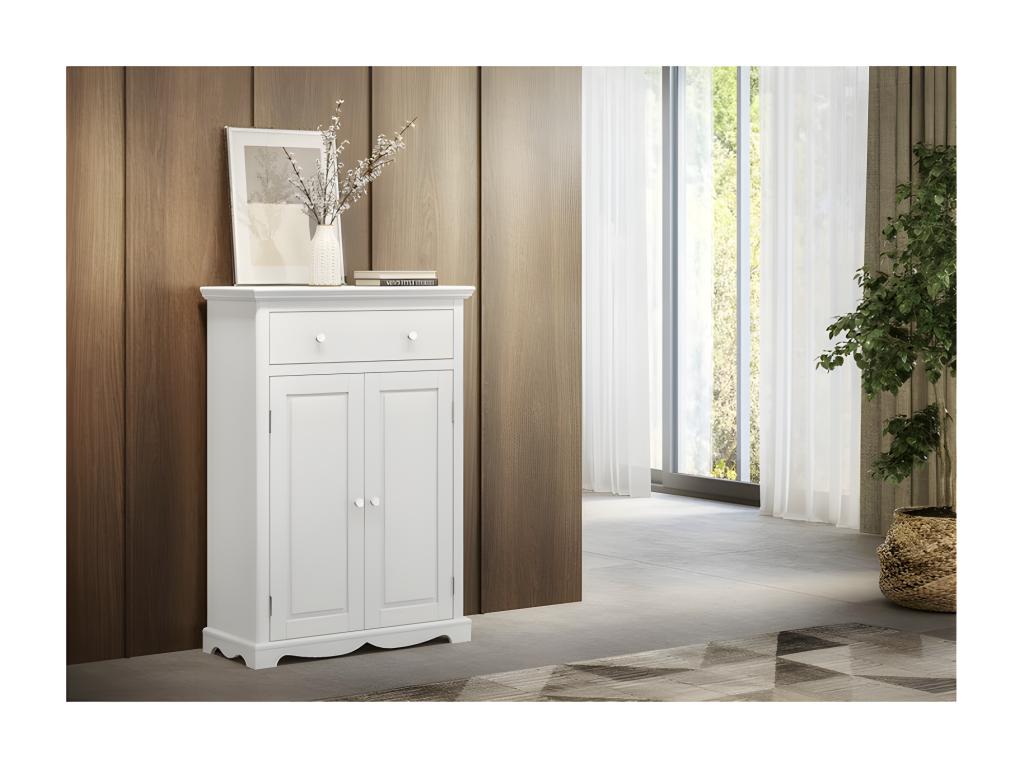 Buffet 2 portes, 94 x 134 x 42 cm, blanc
