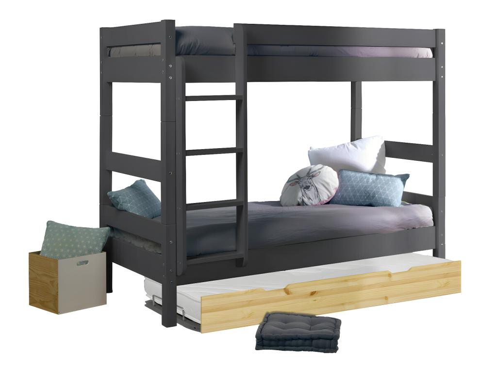 Matelas en bois massif, 90 x 190 cm, gris