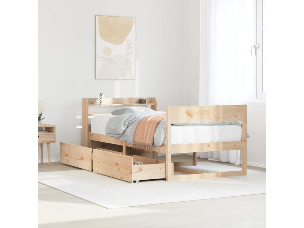 Matelas en bois de pin, 75 x 190 cm, marron