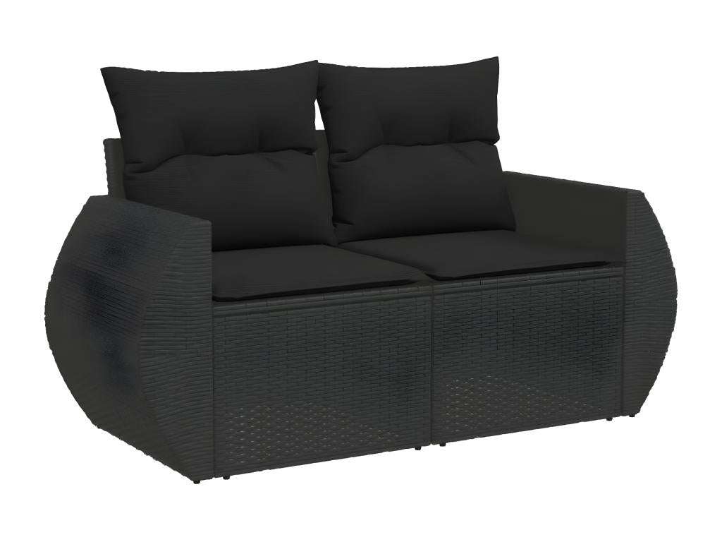 Ensemble de mobilier de jardin 9 pièces en résine tressée noire