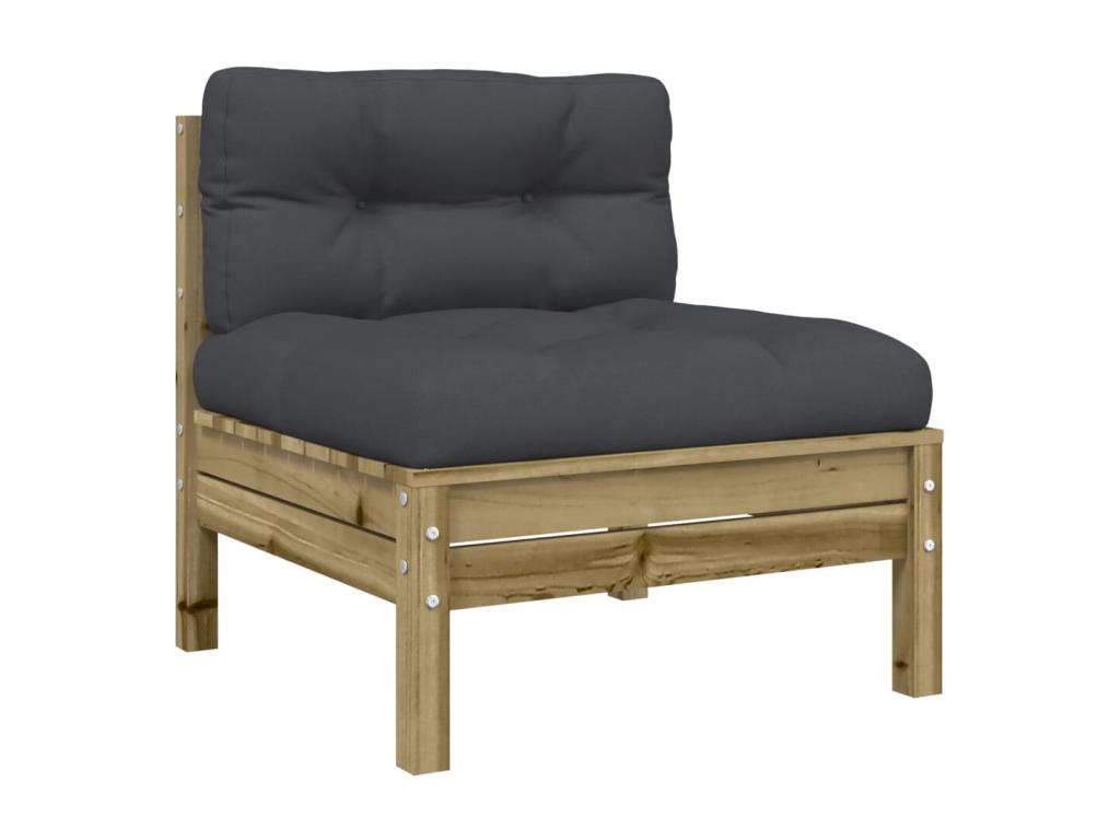 Ensemble de mobilier de jardin 7 pièces en pin, marron