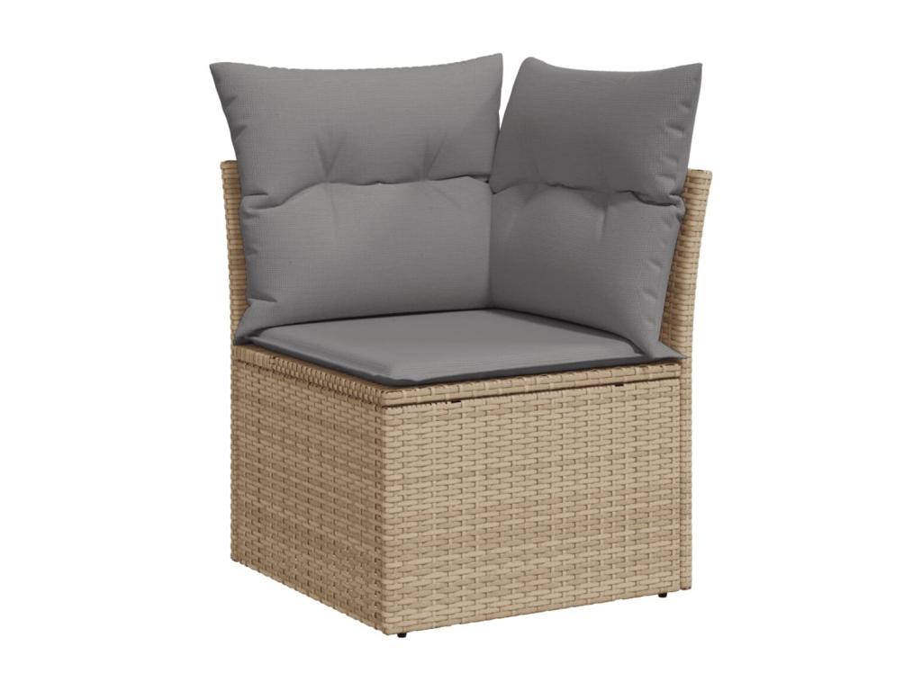 Ensemble de mobilier de jardin 6 pièces en résine tressée beige