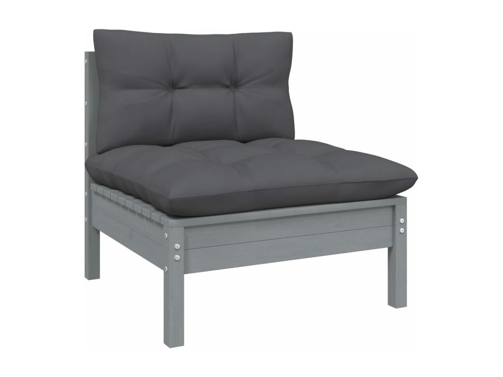 Ensemble de mobilier de jardin 6 pièces en pin gris