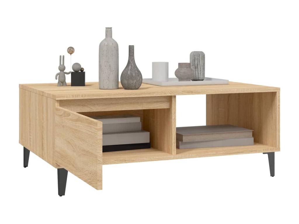 Table basse en chêne, 90 x 60 x 35 cm, marron