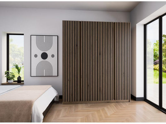 Armoire 4 portes en chêne massif, noire