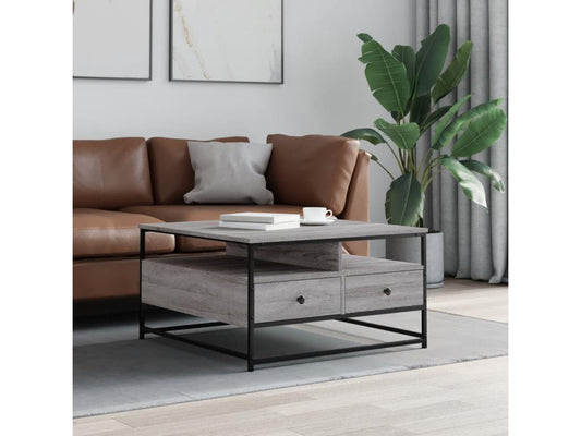Table basse en bois composite, 80 x 80 x 45 cm, grise
