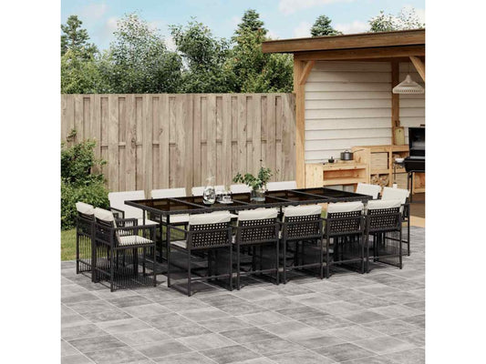 Ensemble de 15 pièces en résine tressée, noir