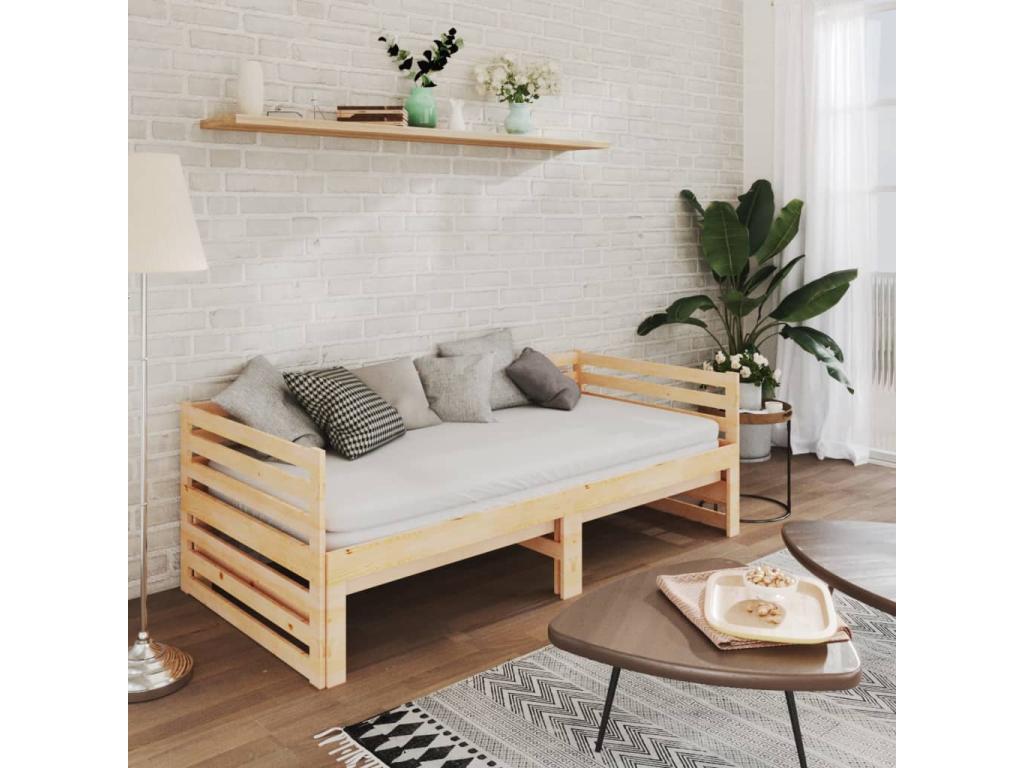 Cadre de lit en pin, 2 x 90 x 200 cm, naturel clair