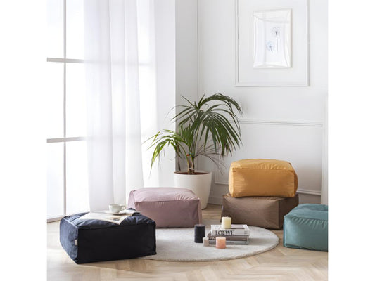 Pouf en velours, 50 x 50 x 25 cm, marron