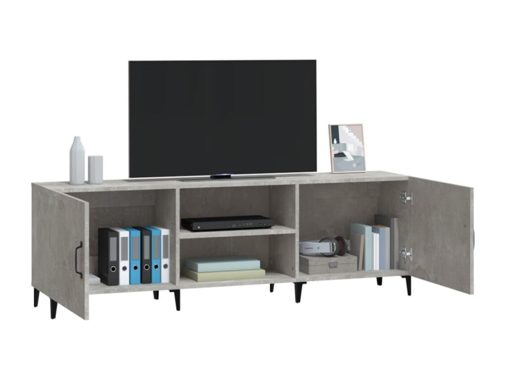 Meuble TV en bois composite, 150 x 30 x 50 cm, gris