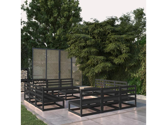 Ensemble de mobilier de jardin 13 pièces en pin noir