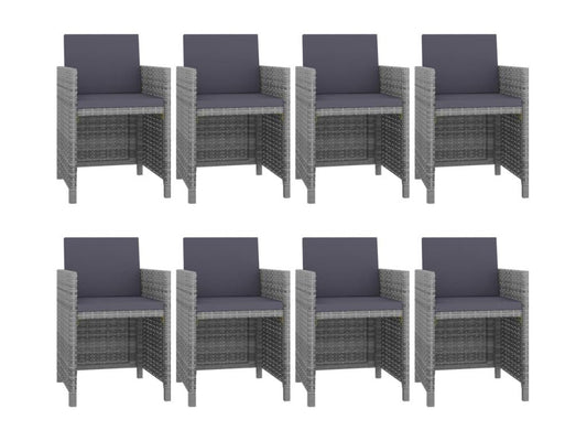 Ensemble de mobilier de jardin 9 pièces en résine tressée, anthracite