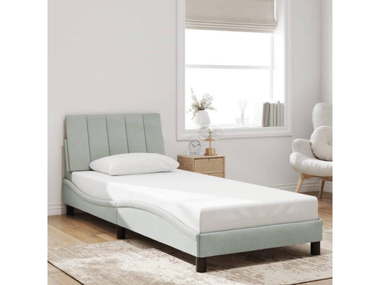 Matelas en velours, 90 x 200 cm, gris