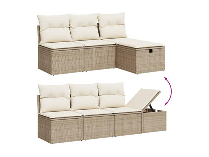 Ensemble de mobilier de jardin 8 pièces en résine tressée beige
