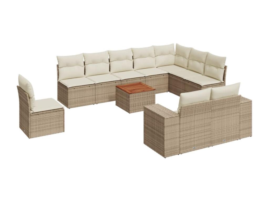 Ensemble de mobilier de jardin 11 pièces en résine tressée beige