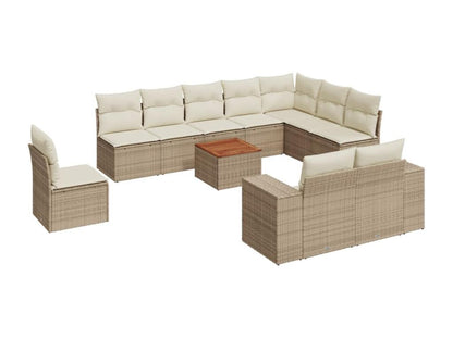 Ensemble de mobilier de jardin 11 pièces en résine tressée beige