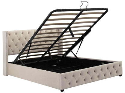 Sommier en velours, 140 x 200 cm, beige