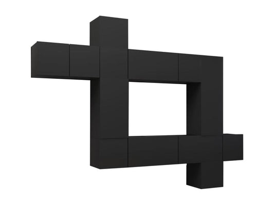 Ensemble de 10 pièces en bois d'ingénierie, noir