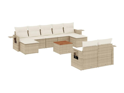 Ensemble de mobilier de jardin 10 pièces en résine tressée beige