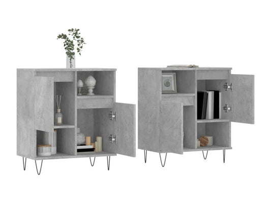 Buffet en bois d'ingénierie 2 pièces, gris