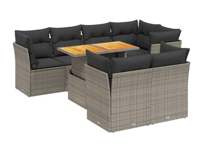 Ensemble de mobilier de jardin 8 pièces en résine tressée grise