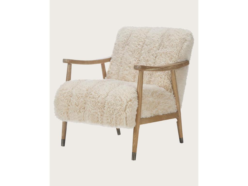 Fauteuil d'appoint en bois massif, couleur naturelle claire