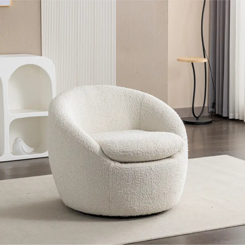 Fauteuil tonneau rembourré en boucle 31 avec base pivotante