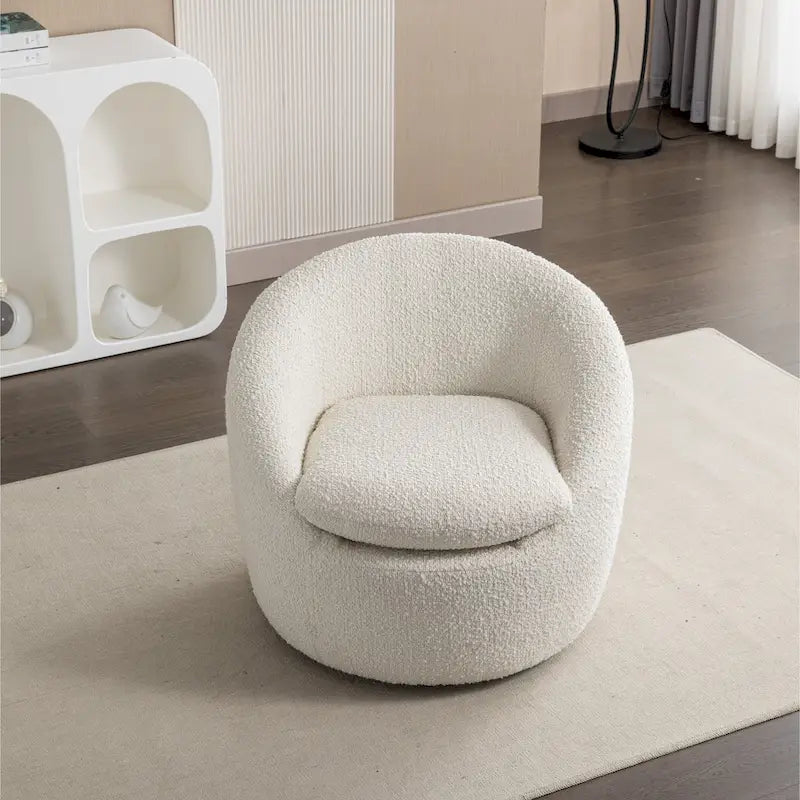 Fauteuil tonneau rembourré en boucle 31 avec base pivotante