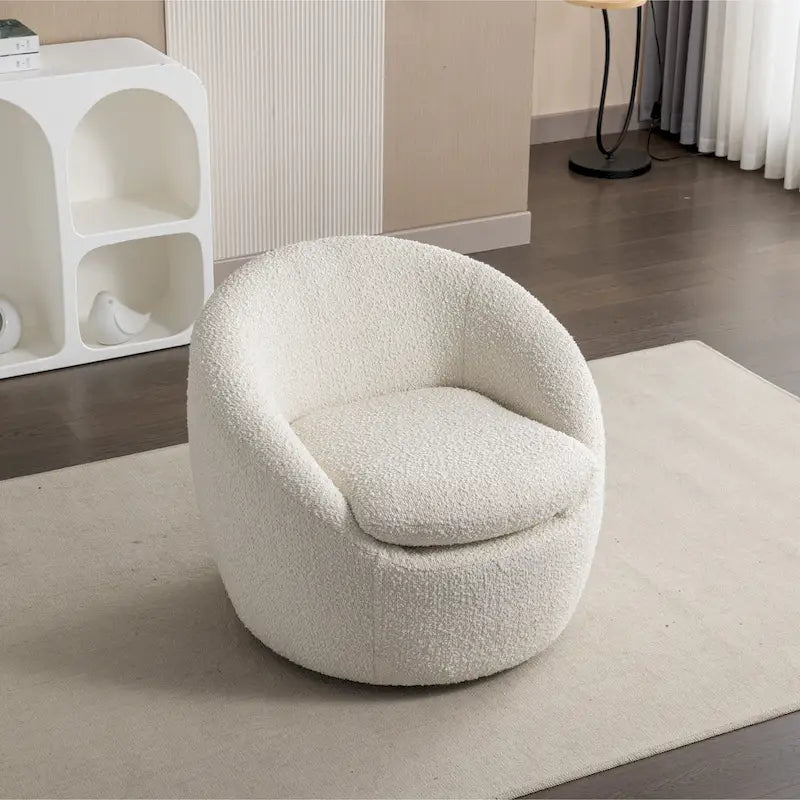 Fauteuil tonneau rembourré en boucle 31 avec base pivotante