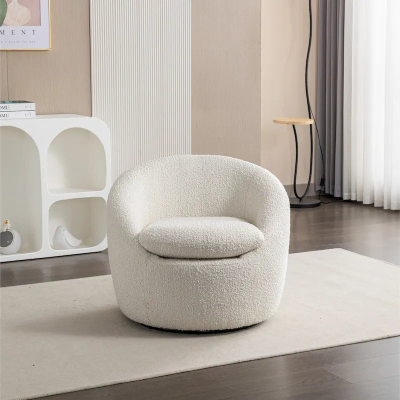Fauteuil tonneau rembourré en boucle 31 avec base pivotante
