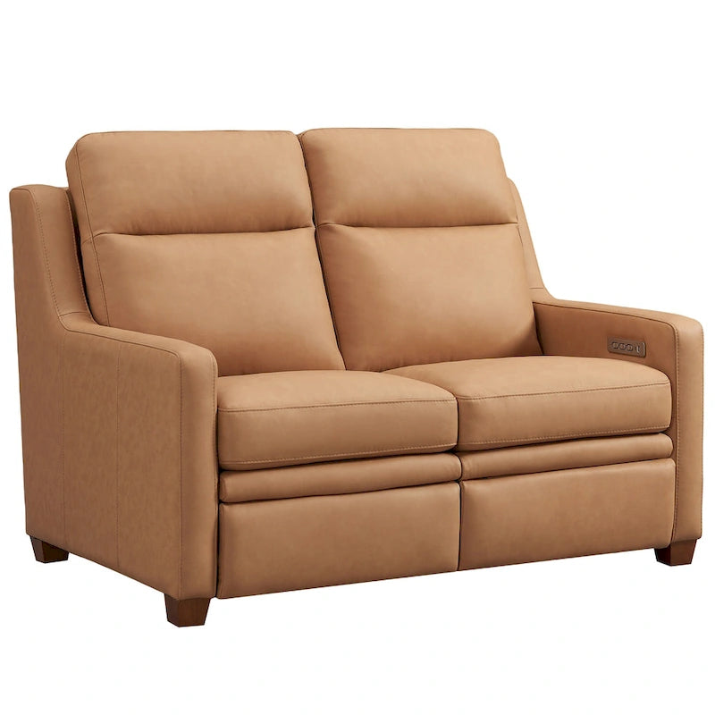 Canapé inclinable en cuir véritable 56 pouces, à trois moteurs, inclinable sans encombrement, avec ports USB et USB-C