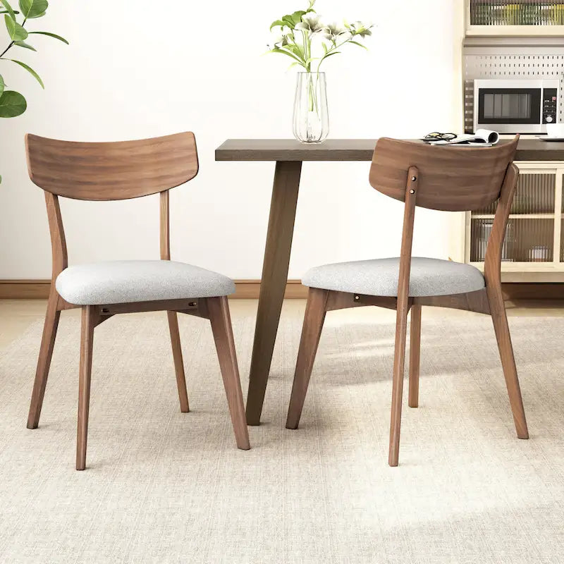 Set of 2 Light Beige Wood Dining Chairs Side Chair Office Table Chair
