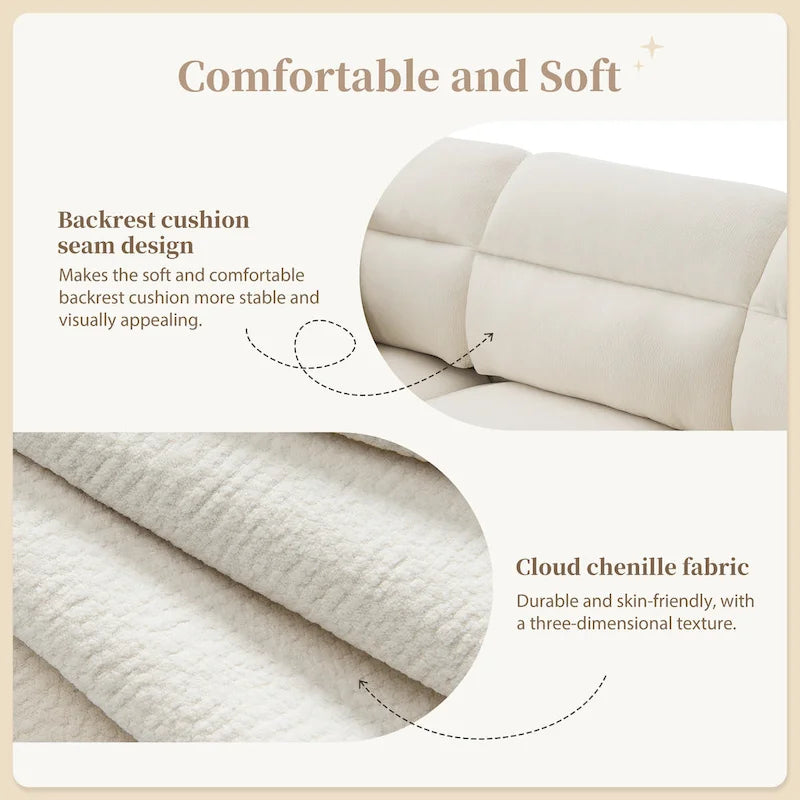 Canapé d'angle 5 places en forme de L de 110 pouces avec pouf amovible, revêtement en chenille nuage et 5 coussins