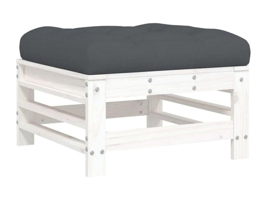 Ensemble de mobilier de jardin 6 pièces en bois massif, blanc