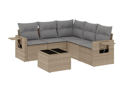 Ensemble de mobilier de jardin 6 pièces en résine tressée beige