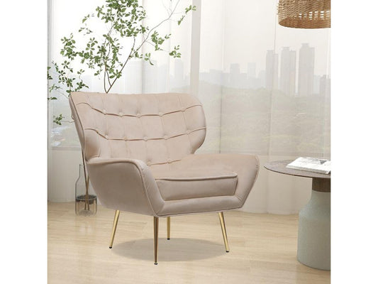 Fauteuil d'appoint en velours, 79 x 71 x 79,5 cm, beige