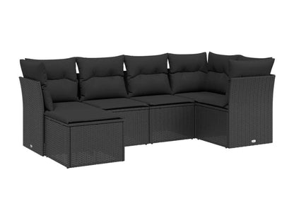 Ensemble de mobilier de jardin 6 pièces en résine tressée noire