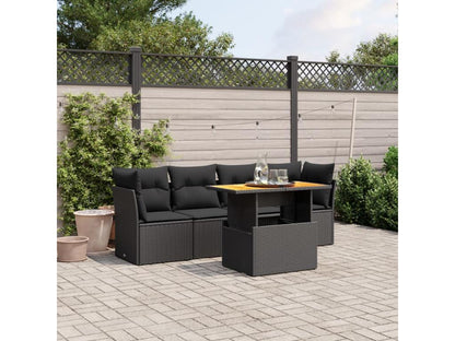 Ensemble de mobilier de jardin 5 pièces en résine tressée noire
