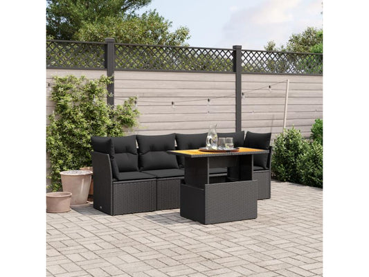 Ensemble de mobilier de jardin 5 pièces en résine tressée noire