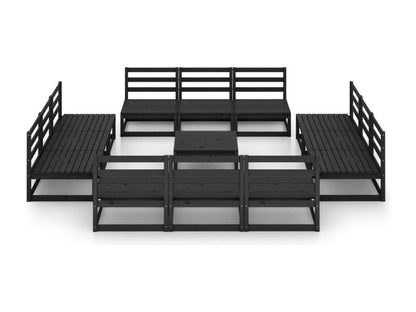 Ensemble de mobilier de jardin 13 pièces en pin noir