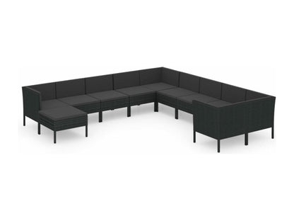 Ensemble de mobilier de jardin 11 pièces en résine tressée noire