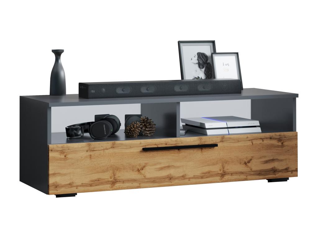 Meuble TV en chêne massif, noir