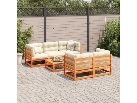 Ensemble de mobilier de jardin 6 pièces en pin, marron