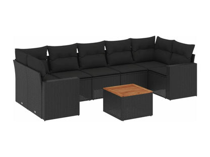 Ensemble de mobilier de jardin 8 pièces en résine tressée noire