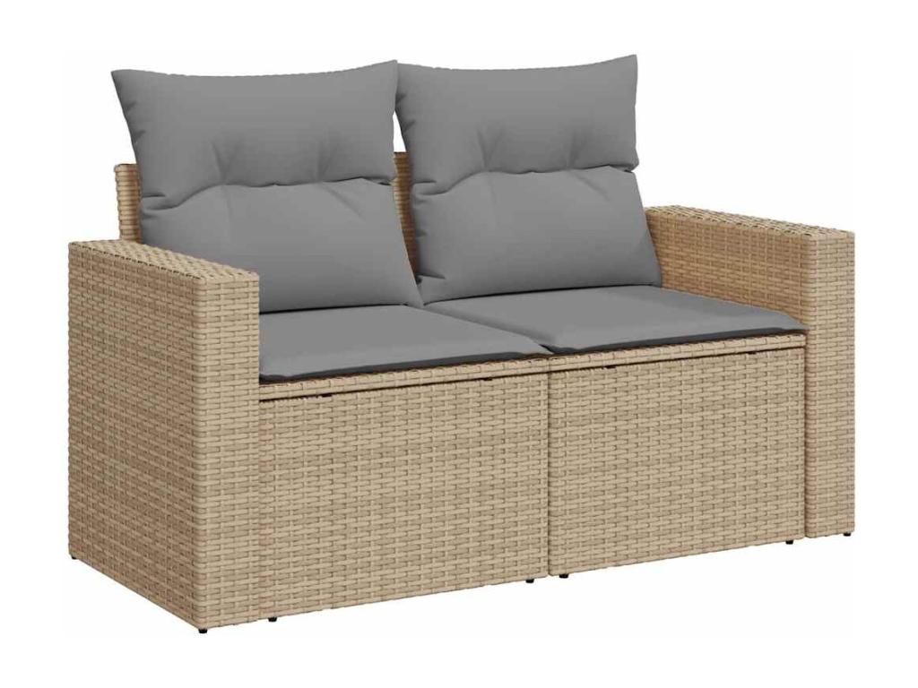 Ensemble de mobilier de jardin 9 pièces en résine tressée beige