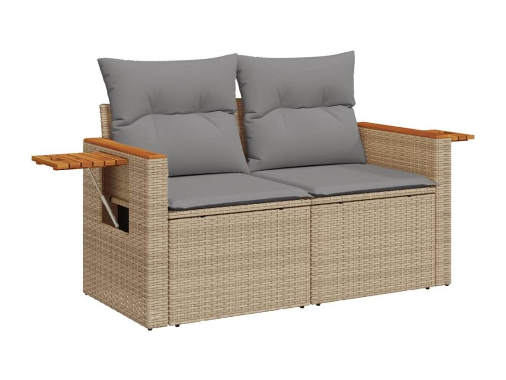 Ensemble de mobilier de jardin 10 pièces en résine tressée beige