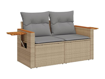 Ensemble de mobilier de jardin 10 pièces en résine tressée beige