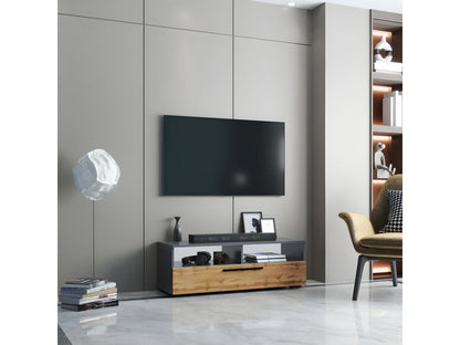 Meuble TV en chêne massif, noir